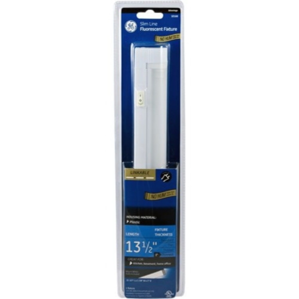 GE 10168 Under Cabinet Light Fixture, 14 in L x 1-7/8 in W x 1 in D Dimensions, 120 VAC, 20 W, 3-Lamp, Fluorescent Lamp