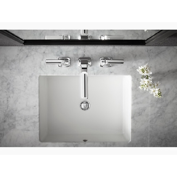 Kohler Verticyl Series K-2882-0 Undermount Bathroom Sink, Rectangular Basin, 19-13/16 in OAW, 6-3/4 in OAH, White - 2