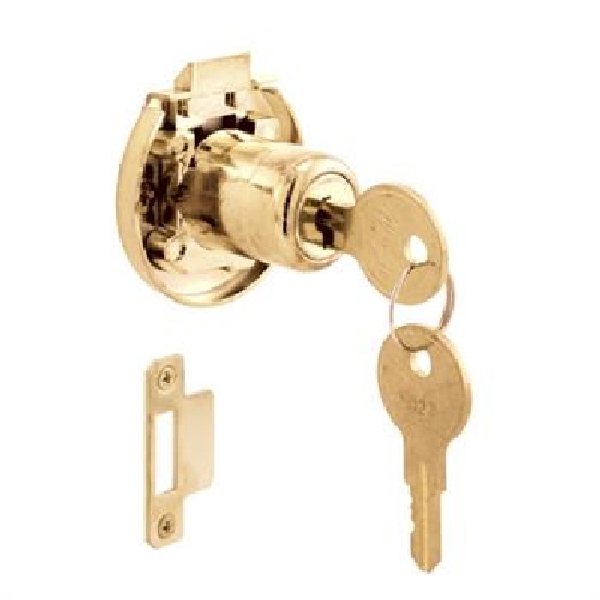 Defender Security U 10667 Drawer and Cabinet Lock, Steel, Brass - 1