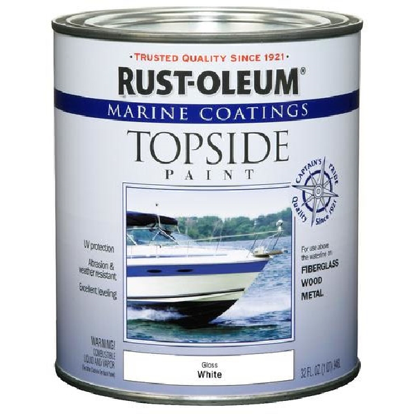 Rust-Oleum 206999 Rust-Oleum 206999 Marine Paint, Oil Base, Gloss Sheen, White, 1 qt, Can, 100 sq-ft/qt Coverage Area - 1