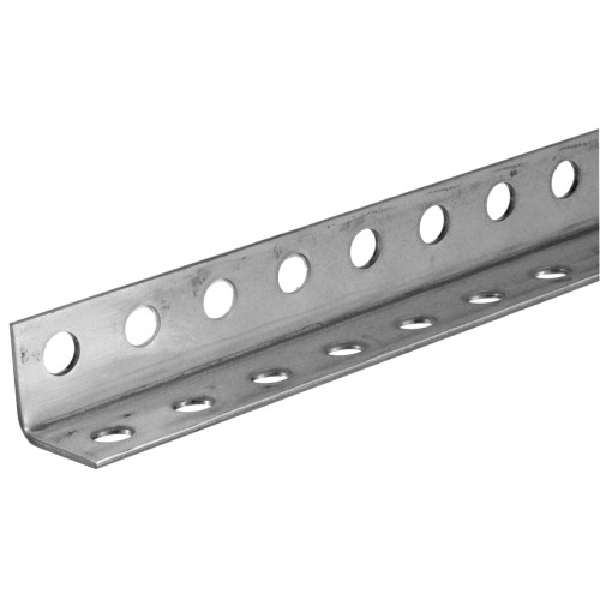 HILLMAN 11133 Perforated Angle Stock, 3 ft L, 12 ga Thick, Steel, Zinc - 1