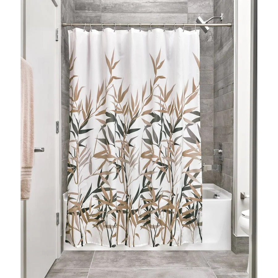 iDESIGN 36522 Shower Curtain, 72 in L, 72 in W, Black/Tan - 2