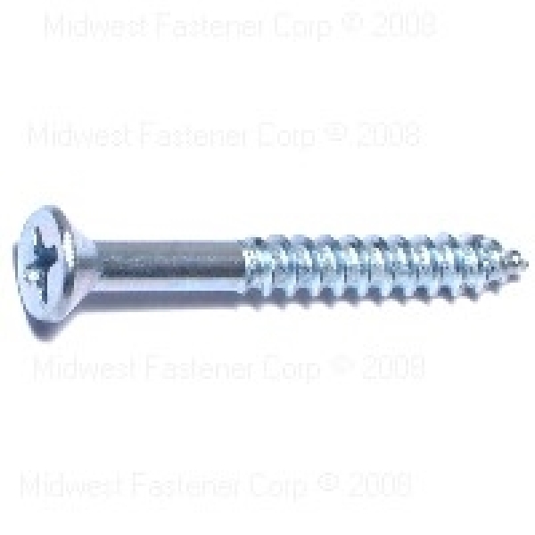 MIDWEST FASTENER 02547 Screw, #7-16 Thread, 1-1/4 in L, Coarse Thread, Flat Head, Phillips Drive, Steel, Zinc, 100 PK - 1