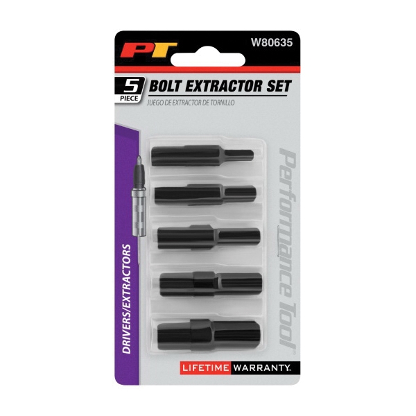 Performance Tool W80635 Bolt Extractor Set, 5-Piece, Steel - 2