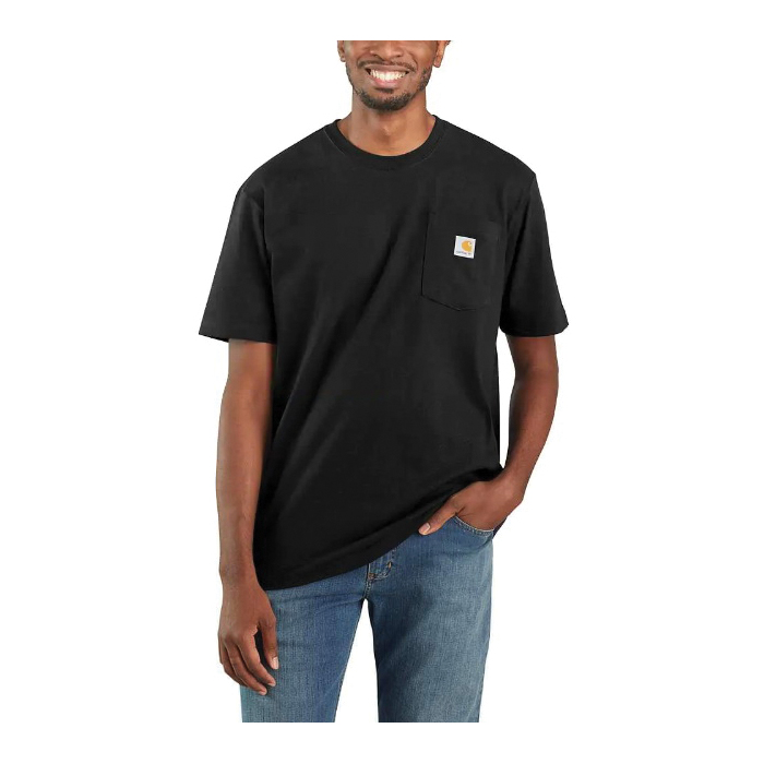 Carhartt K87-BLKREGXLA T-Shirt, XL, Regular, Cotton, Black, Crew Neck Collar, Short Sleeve, Original Fit - 1