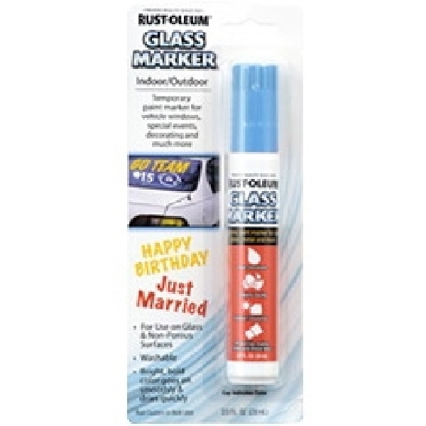 Rust-Oleum 267965 Marker, Chisel Tip, Blue, Works on: Glass, Metal, Non-Porous Surfaces