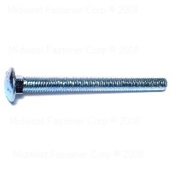 MIDWEST FASTENER 01130 Carriage Bolt, 7/16-14 Thread, Coarse Thread, 5 in OAL, Steel, Zinc, 2 Grade, SAE Measuring - 1