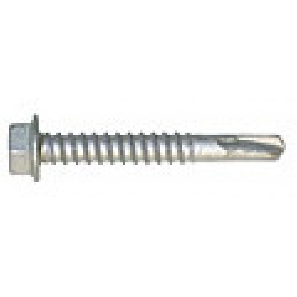 1136000 Screw, #12 Thread, 1 in L, Standard Thread, Washer Head, Hex Drive, Self-Drilling Point, Carbon Steel