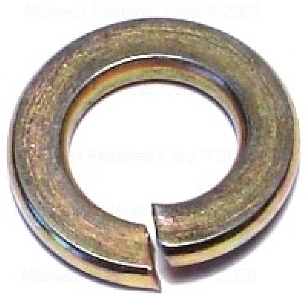 08217 Split Lock Washer, 3/8 in ID, Steel, Yellow Zinc, 8 Grade, 50 PK