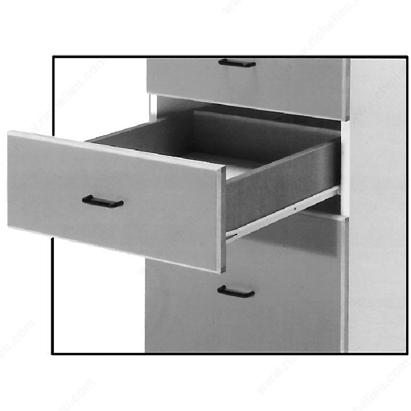 Richelieu 102 Euro Series TU10230550 Drawer Slide, White, 21-5/8 in L Extension, 55 lb, Side - 2