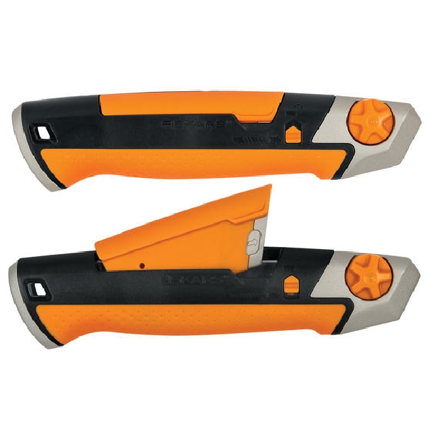 Fiskars 770220-1001 Utility Knife, 5-1/2 in L Blade, HCS Blade, 1-Blade, Comfort Grip Handle, Black/Orange Handle - 2