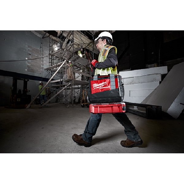 Milwaukee 48-22-8321 Tool Bag, 9.6 in W, 15 in D, 12.2 in H, 2-Pocket, Polyester, Black/Red