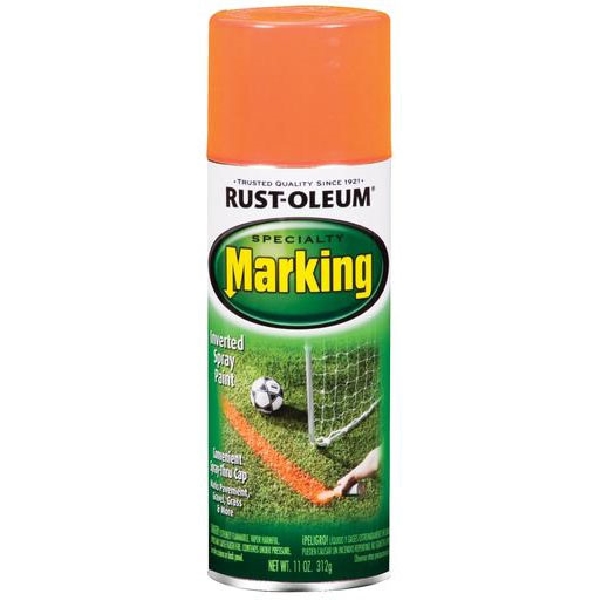 Rust-Oleum 1987830 Inverted Marking Spray Paint, Flat, Fluorescent Orange, 11 oz, Can