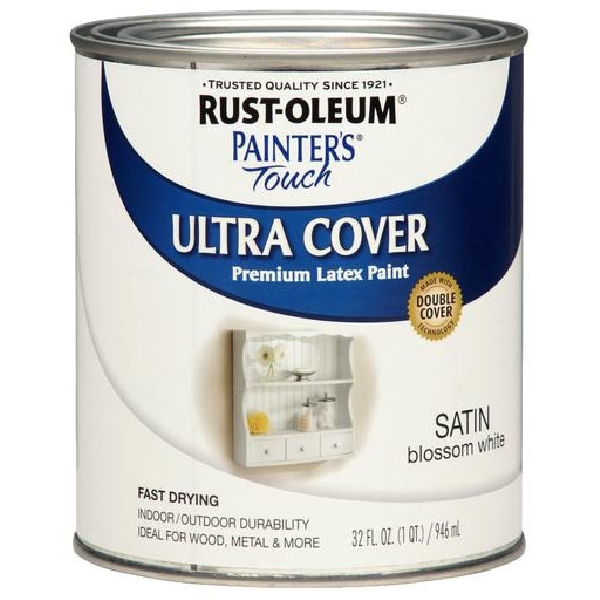 Stops Rust 267330 Paint, Satin Sheen, Blossom White, 1 qt, 120 sq-ft/qt Coverage Area