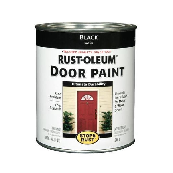 Rust-Oleum Stops Rust 238310 Door Paint, Oil, Black, 1 qt, Can, 60 to 105 sq-ft Coverage Area
