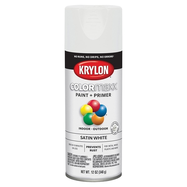 K05577007 Enamel Spray Paint, Satin, White, 12 oz, Can