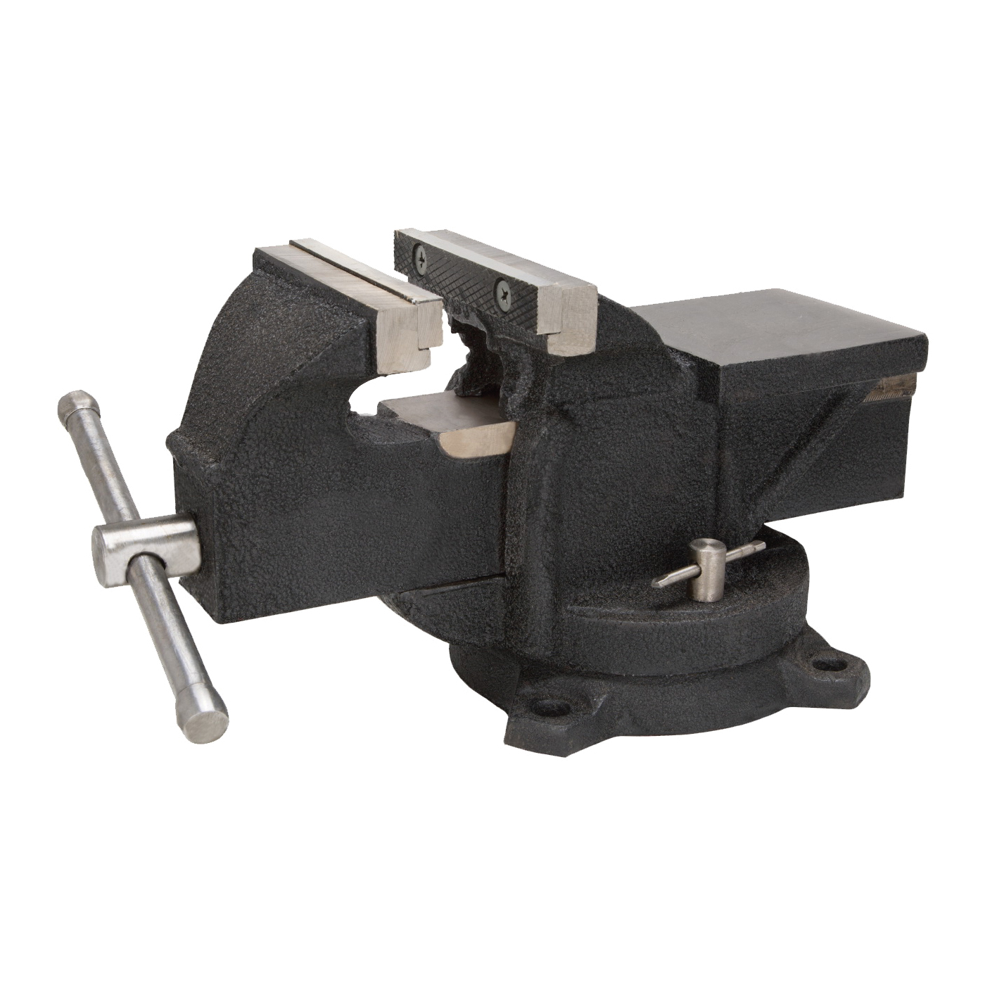 JL25013 Bench Vise, 6 in Jaw Opening, 1/2 in W Jaw, 3 in D Throat, Cast Iron/Steel, Serrated Jaw