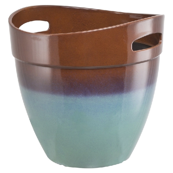 Landscapers Select PT-S040 Planter, 14.8 in Dia, 14-1/2 in H, Round, Resin, Teal, Teal - 1
