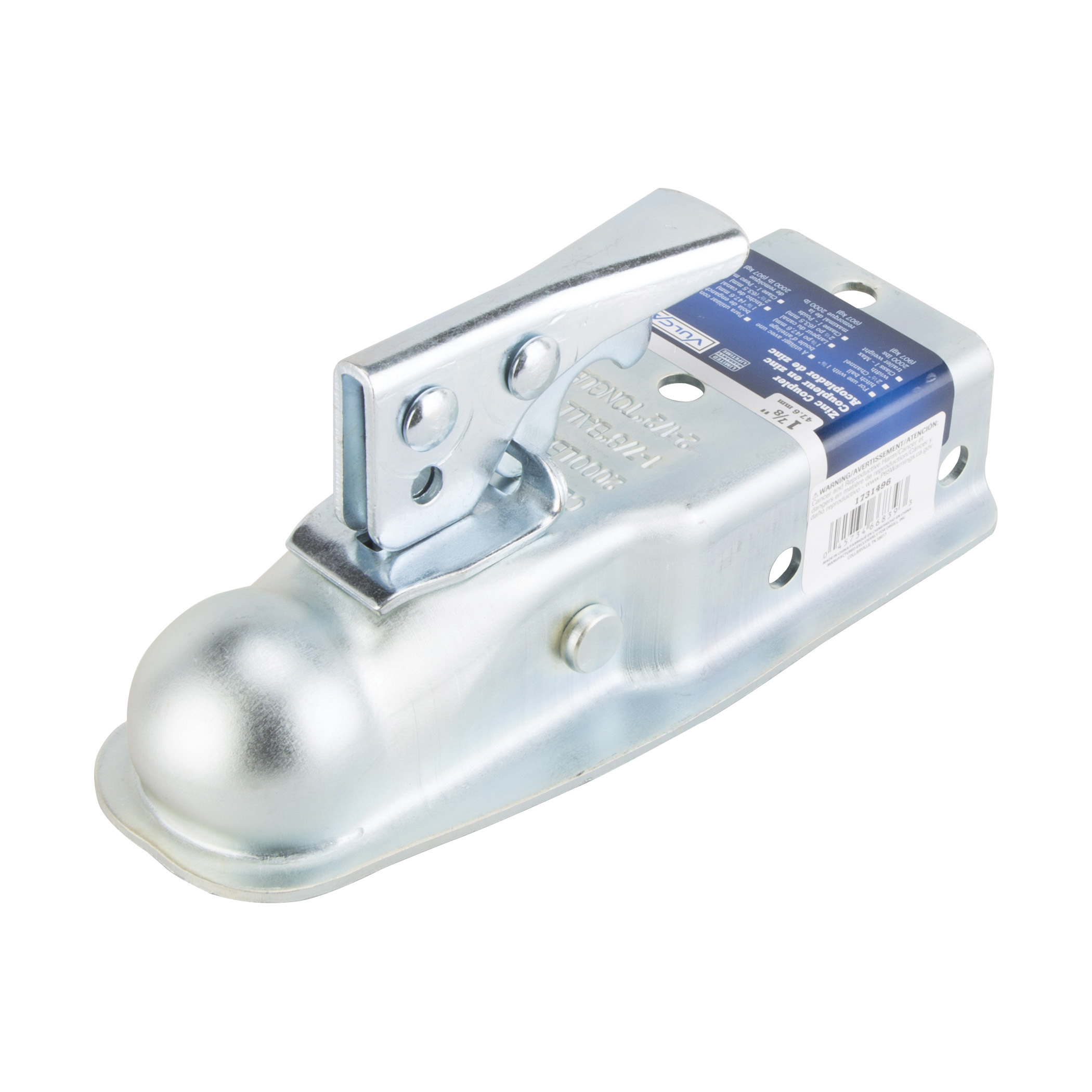 21004 Trailer Coupler, 2000 lb Towing, 1-7/8 in Trailer Ball, Lever Latch, Steel