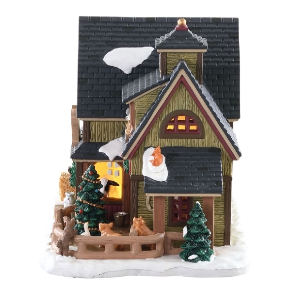 Lemax Vail Village 85325 Silent Night Stable, 5.51 in L, 8.35 in W, Porcelain, LED Bulb - 2