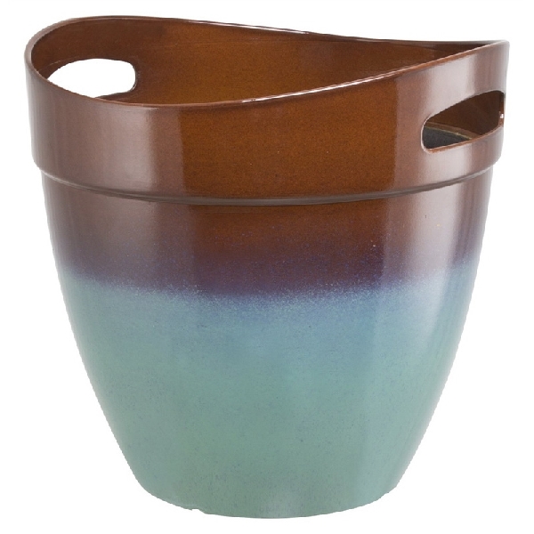 Landscapers Select PT-S039 Planter, 12 in Dia, Round, Resin, Teal, Teal - 1