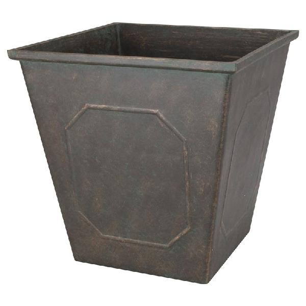 Landscapers Select PT-S046 Planter, 14 in Dia, 14 in H, 14 in W, 14 in D, Square, Resin, Metallic, Metallic - 1