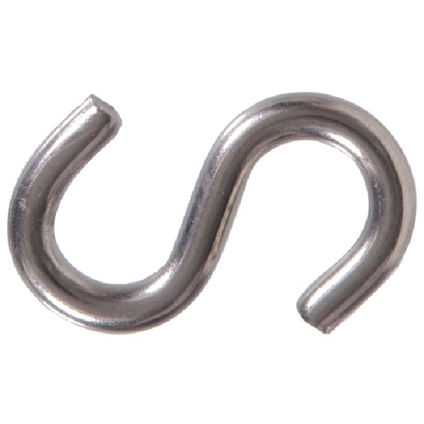 Hardware Essentials 322148 S-Hook, 2-1/2 in, 145 lb Working Load, 0.307 in Dia Wire, Stainless Steel, Stainless Steel