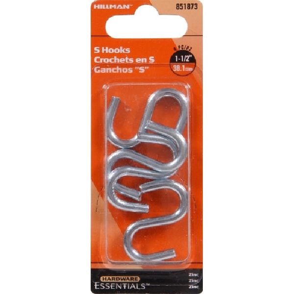 Hardware Essentials 851873 S-Hook, 40 lb Working Load, 0.192 in Dia Wire, Zinc, Zinc-Plated