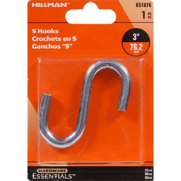 Hardware Essentials 851876 S-Hook, 120 lb Working Load, 0.307 in Dia Wire, Zinc, Zinc-Plated - 2