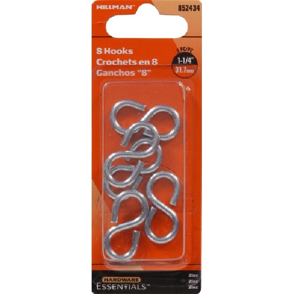 Hardware Essentials 852434 8-Hook, 15 lb Working Load, 0.121 in Dia Wire, Zinc, Zinc-Plated