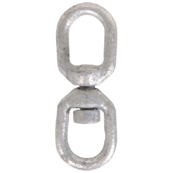 Hillman 852452 Double Round Swivel, 1/4 in Eye Inside Dia, Forged Steel, Galvanized