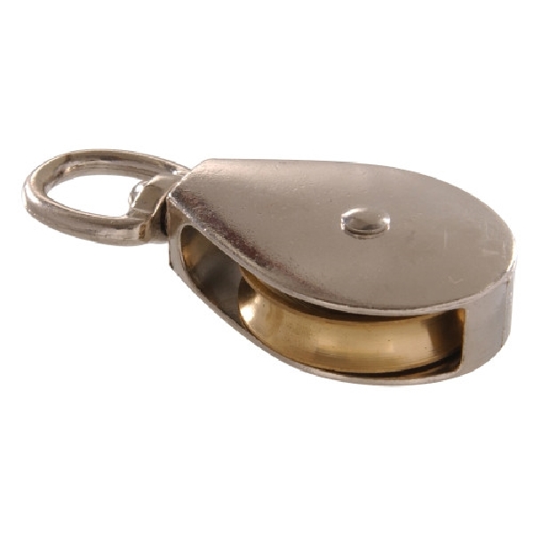 Hillman 321576 Awning Pulley, Swivel Eye, 1-1/2 in Sheave, Swivel Attachment, Nickel-Plated