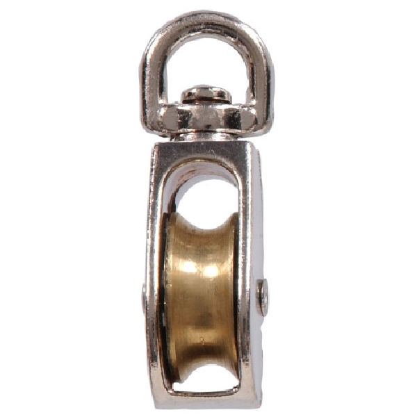 Hillman 321576 Awning Pulley, Swivel Eye, 1-1/2 in Sheave, Swivel Attachment, Nickel-Plated