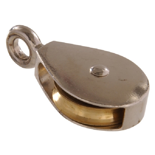Hillman 321586 Awning Pulley, Fixed Eye, 1-1/2 in Sheave, Fixed Attachment, Nickel-Plated
