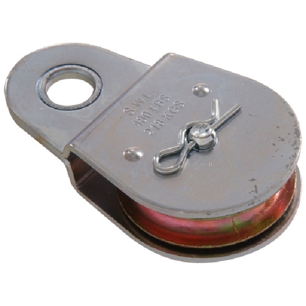Hillman 852492 Awning Pulley, Heavy-Duty, 2 in Sheave, Fixed Attachment, Nickel-Plated