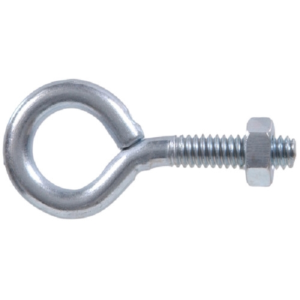 Hardware Essentials 320706 Eye Bolt with Nut, 1/4-20 Thread, Coarse Thread, 0.5625 in ID x 0.97 in OD Dia Eye, Steel