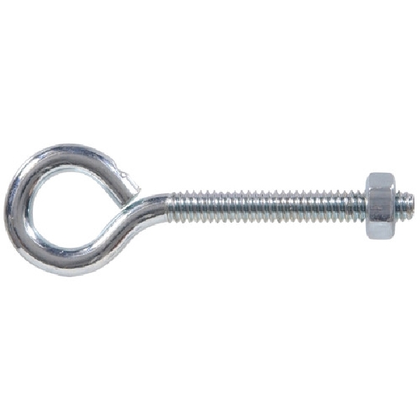 Hardware Essentials 320710 Eye Bolt with Nut, 1/4-20 Thread, Coarse Thread, 0.5625 in ID x 0.952 in OD Dia Eye, Steel