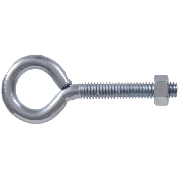 Hardware Essentials 320722 Series Eye Bolt with Nut, 3-1/2 in OAL, 5/16-18 Thread, Steel, Zinc-Plated