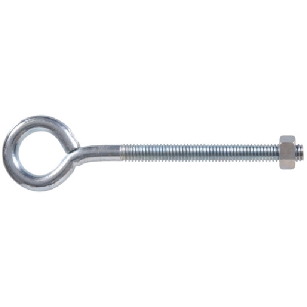 Hardware Essentials 320728 Series Eye Bolt with Nut, 5 in OAL, 5/16-18 Thread, Steel, Zinc-Plated
