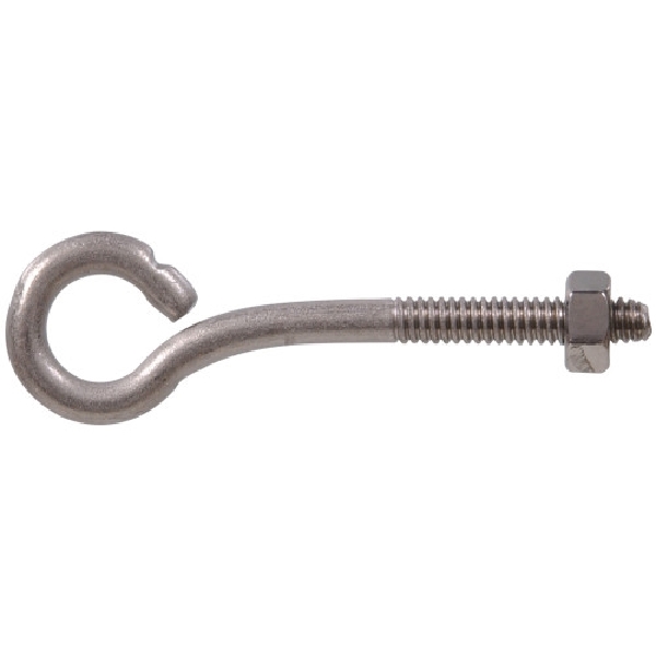 Hardware Essentials 320760 Series Eye Bolt with Nut, 12 in OAL, 5/8-11 Thread, Steel, Stainless Steel