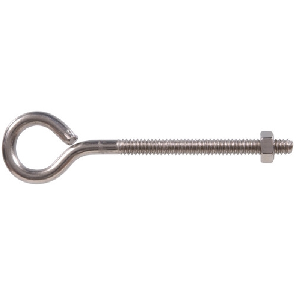 Hardware Essentials 320762 Series Eye Bolt with Nut, 14 in OAL, 5/8-11 Thread, Coarse Thread, Steel, Stainless Steel