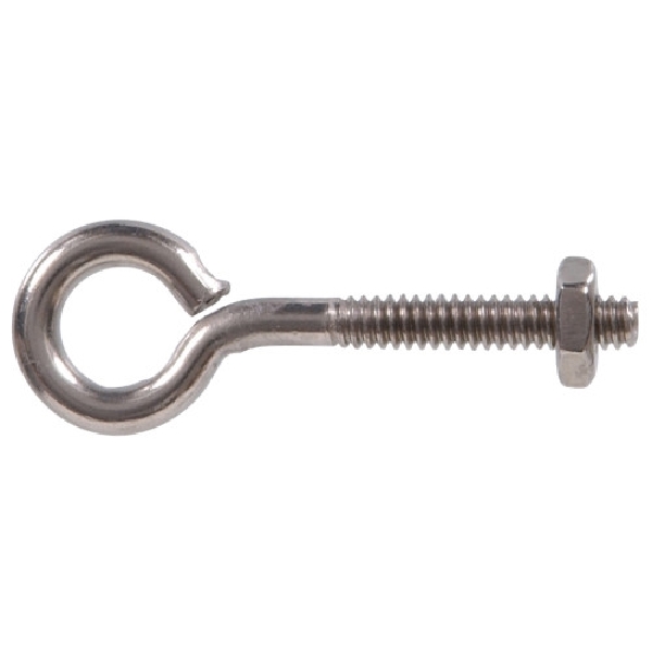 Hardware Essentials 851884 Eye Bolt with Nut, 3/8 in Thread, 160 lb Working Load, Stainless Steel