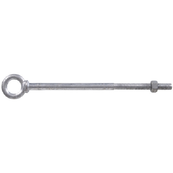 Hardware Essentials 851895 Eye Bolt with Nut, 1/2 in Thread, Coarse Thread, 1.25 in ID x 1.768 in OD Dia Eye, Steel