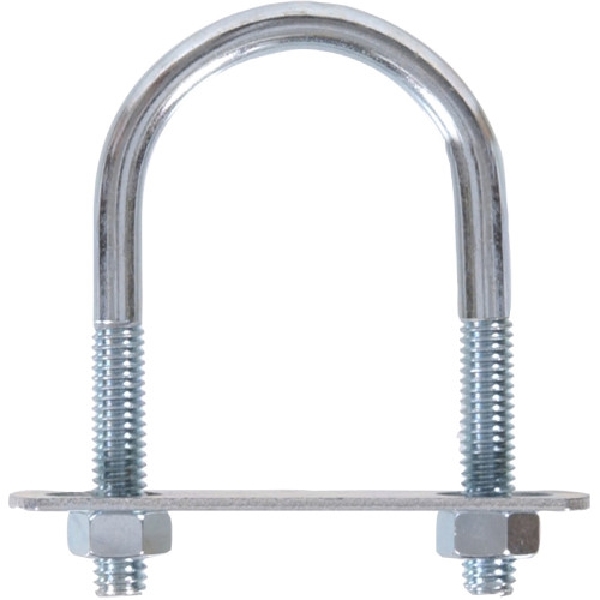 Hardware Essentials 320842 U-Bolt, 2-1/4 in L Inside, 1-1/8 in W Inside, 1/4 in Thread, Steel, Zinc-Plated, 1 EA