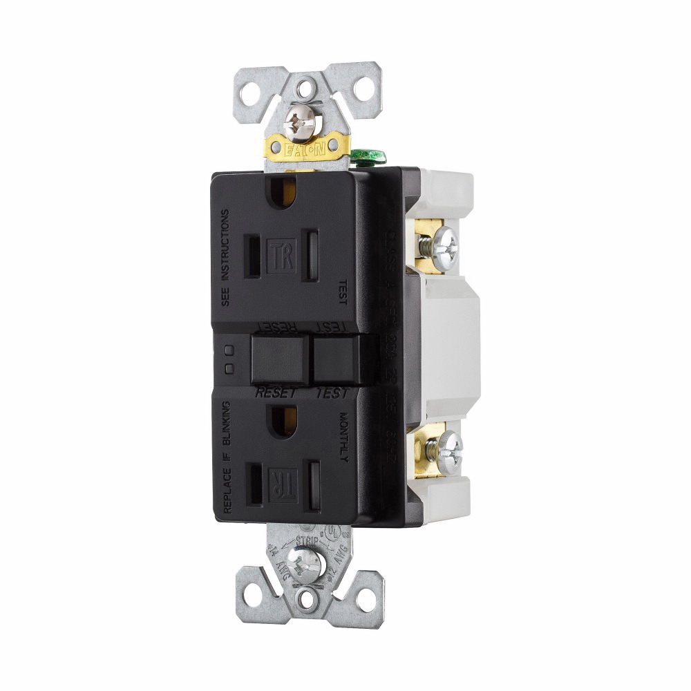 EATON TRSGF15BK-SPL GFCI Outlet Box, 125 V, 15 A, NEMA: 5-15R, Back, Side Wiring, Black - 3