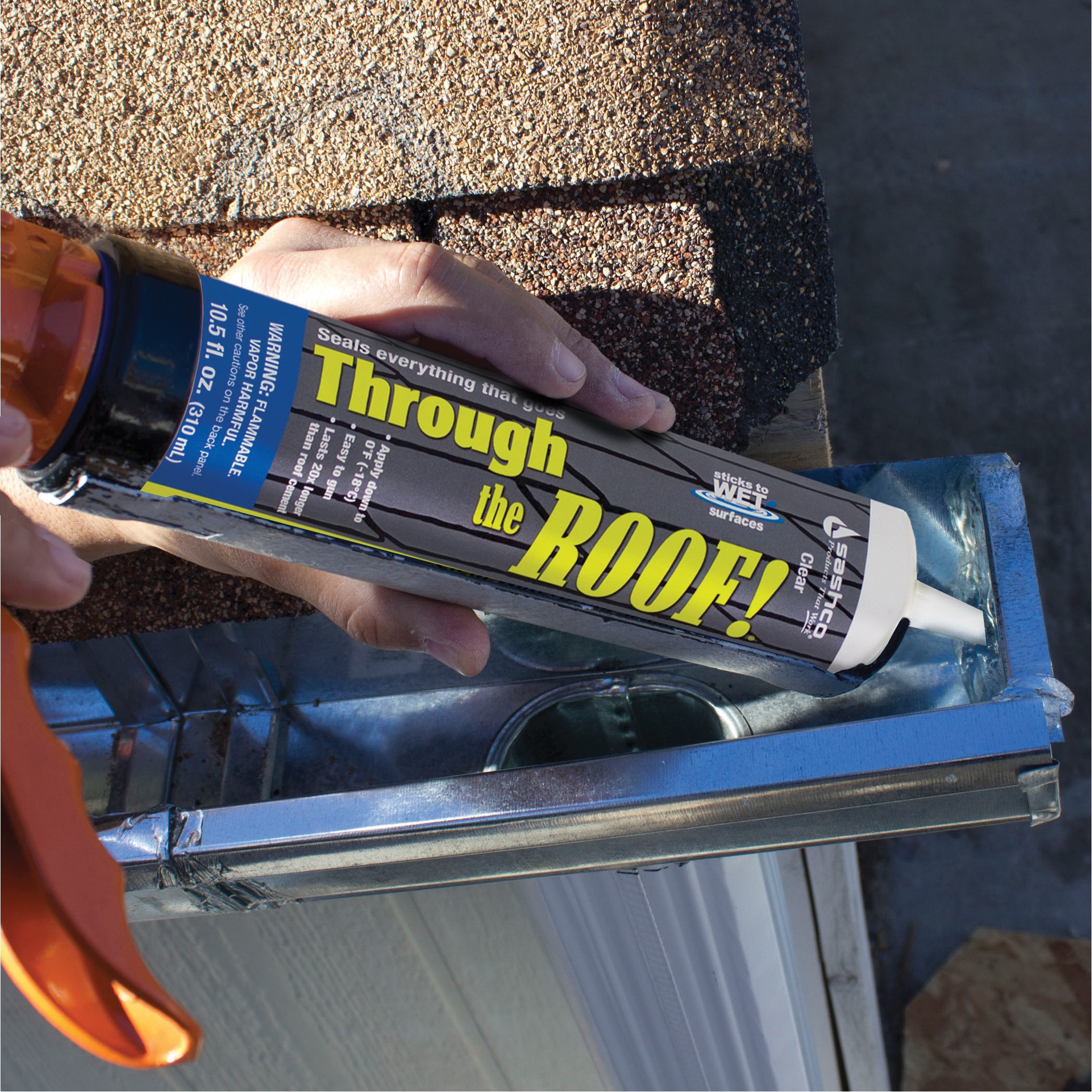 Through The Roof! 14020 Roof Sealant, Clear, Liquid, 10.5 oz Cartridge - 3