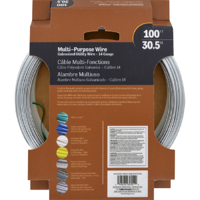 HILLMAN 122065 Stove Pipe Wire, 100 ft L, #14 Gauge, 75 lb Working Load, Steel, Galvanized - 3