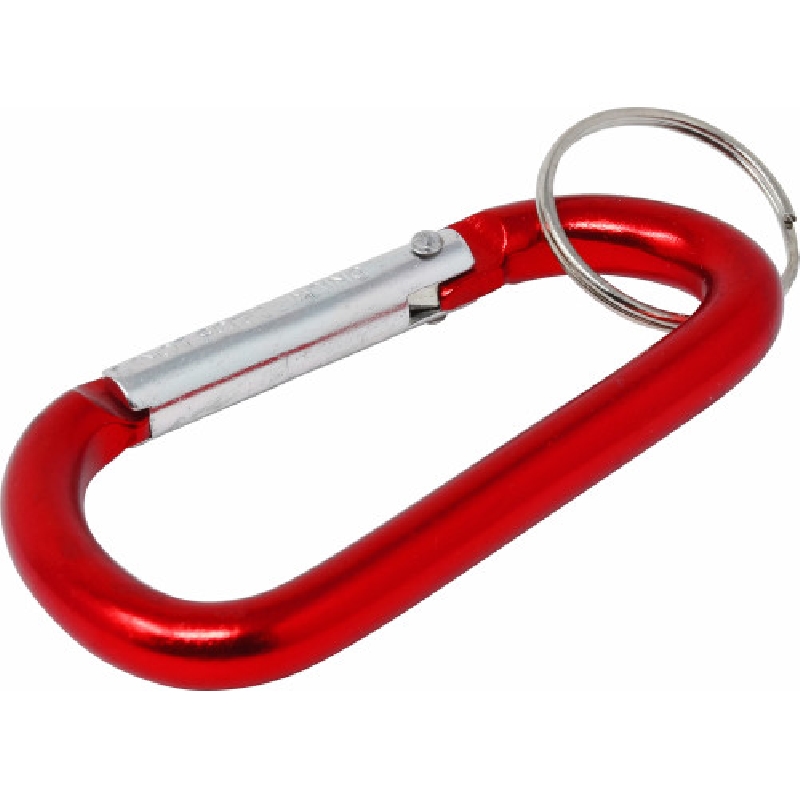 701287 Carabiner Clip, 1 in Dia Ring, Steel, Red