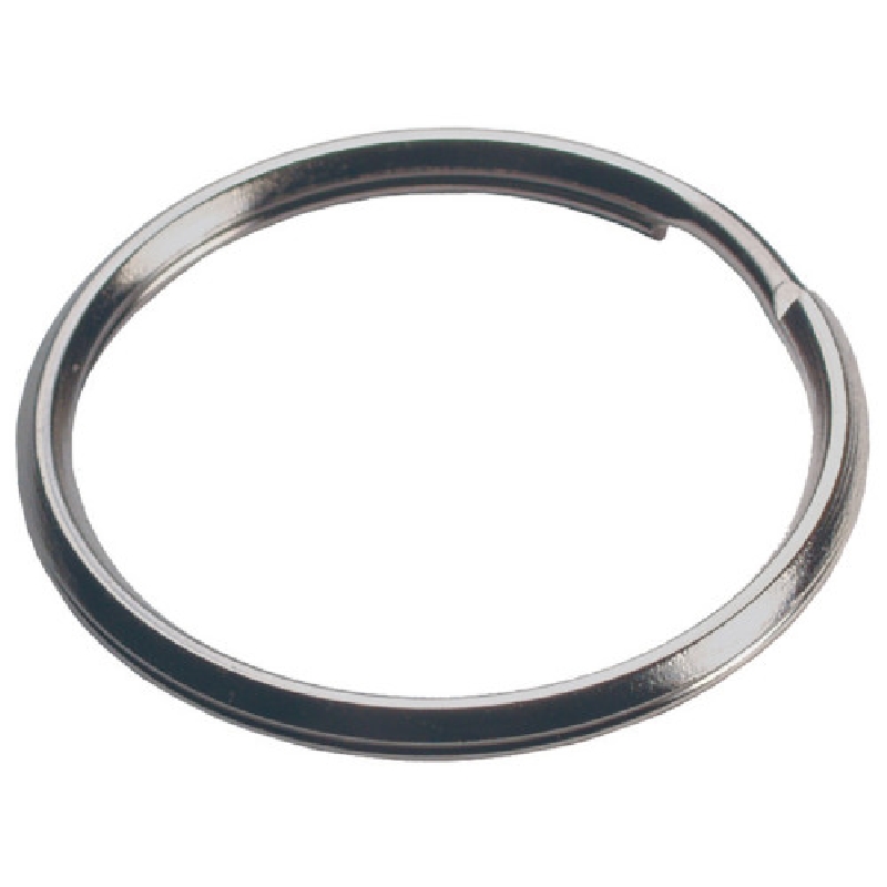 701406 Key Ring, Split Ring, 1-1/2 in Ring, Nickel-Plated, 2 Pack