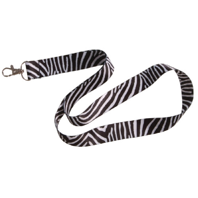 Hillman 711478 Lanyard, 8 in L, Polyester, Black/White, Swivel Hook End